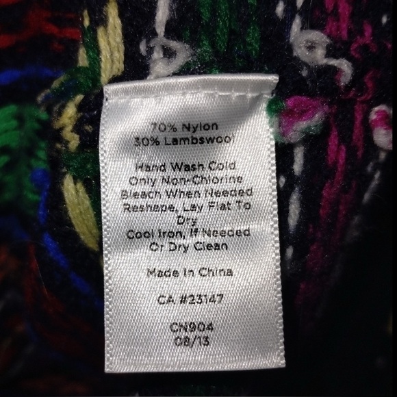 Talbot's Navy Multicolor Shimmer Cardigan Lambswool size XL - Picture 5 of 5